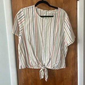 Madewell Button-Back Tie Tee in Stripe Size XL New With Tags